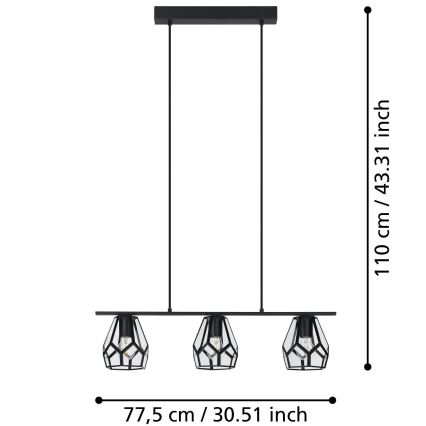 Eglo - Lühter 3xE27/40W/230V