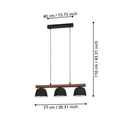 Eglo - Lühter 3xE27/40W/230V