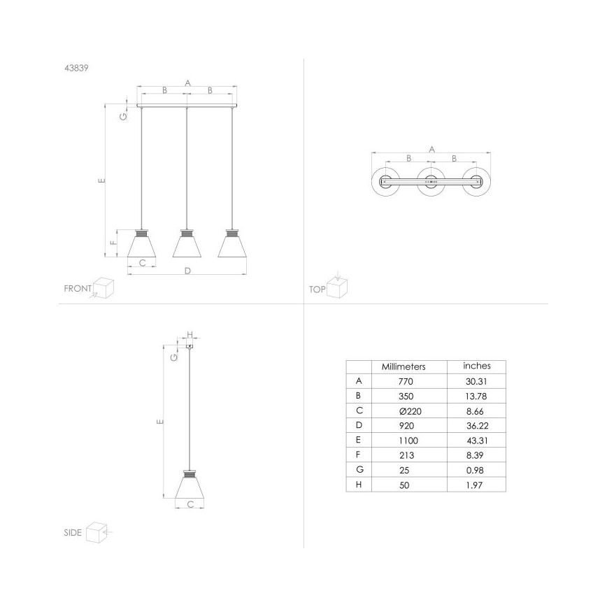 Eglo - Lühter 3xE27/40W/230V