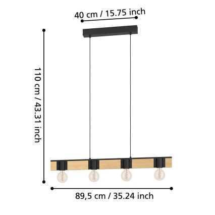 Eglo - Lühter 4xE27/40W/230V