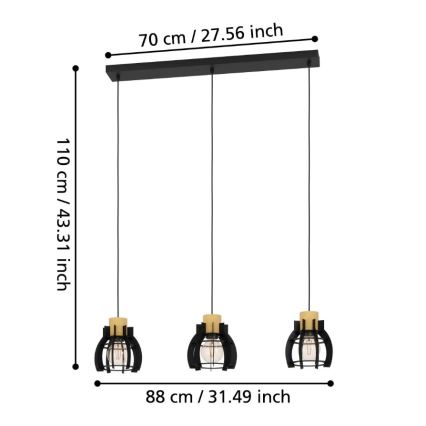 Eglo - Lühter 3xE27/40W/230V