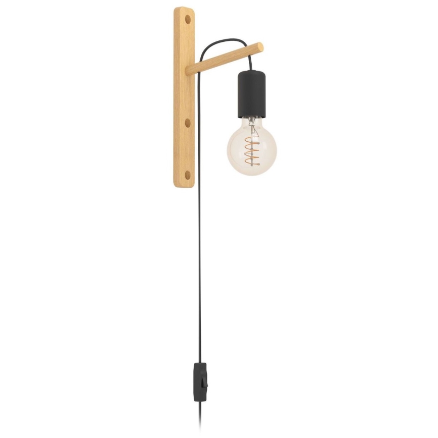 Eglo - Seinavalgusti 1xE27/10W/230V kummi-viigipuu pruun/must