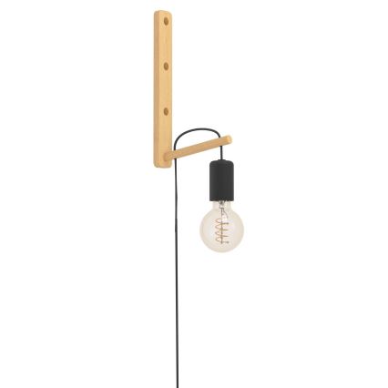 Eglo - Seinavalgusti 1xE27/10W/230V kummi-viigipuu pruun/must