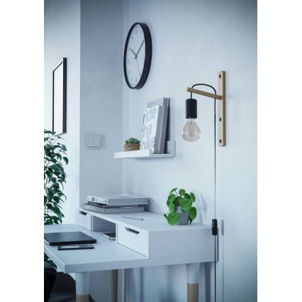 Eglo - Seinavalgusti 1xE27/10W/230V kummi-viigipuu pruun/must