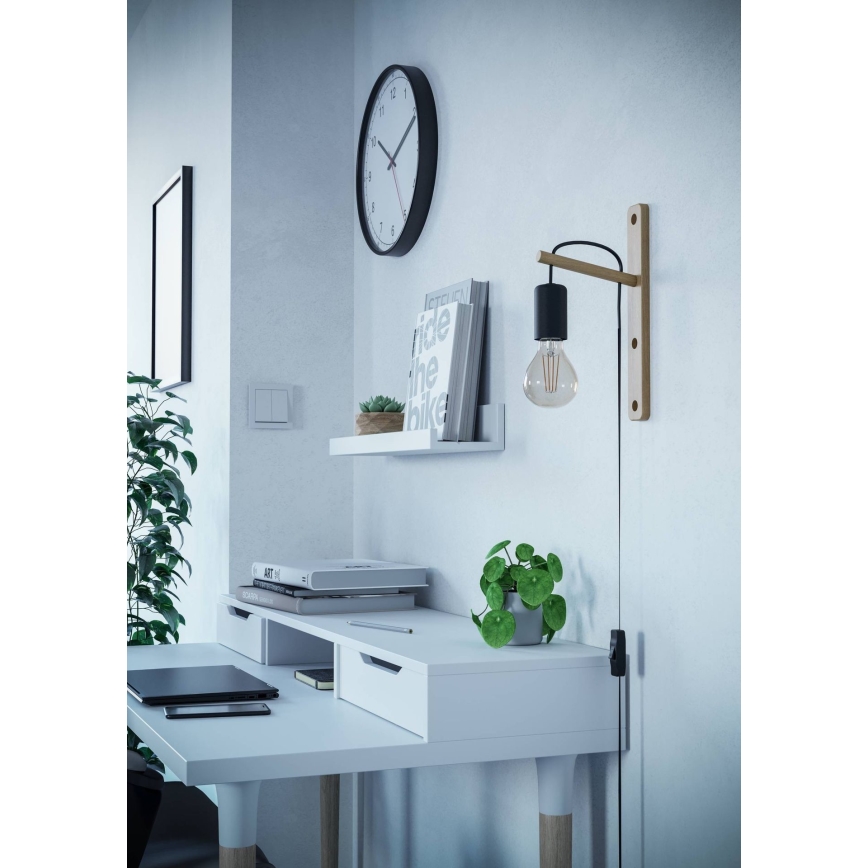 Eglo - Seinavalgusti 1xE27/10W/230V kummi-viigipuu pruun/must