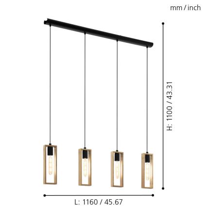 Eglo - Lühter 4xE27/60W/230V