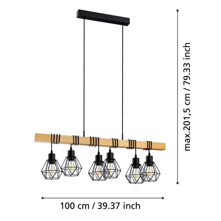 Eglo - Lühter TOWNSHEND 6xE27/60W/230V - FSC sertifitseeritud