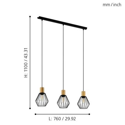 Eglo - Lühter 3xE27/60W/230V