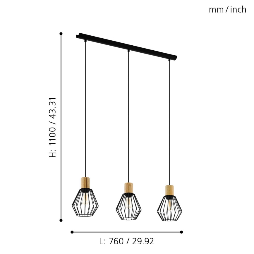 Eglo - Lühter 3xE27/60W/230V