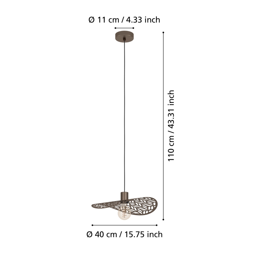 Eglo - rippvalgusti kaabliga 1xE27/60W/230V, läbimõõt 40 cm, pronksivärvi