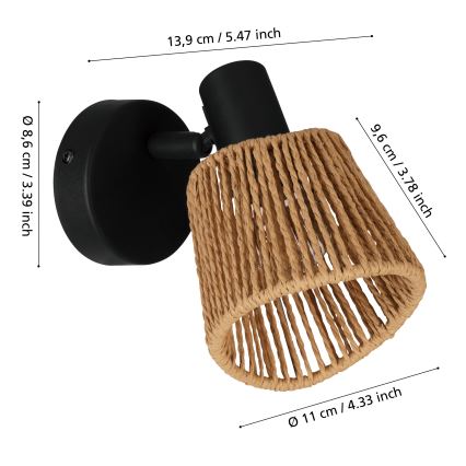 Eglo - Seinapunktvalgusti 1xE14/10W/230V must/beež