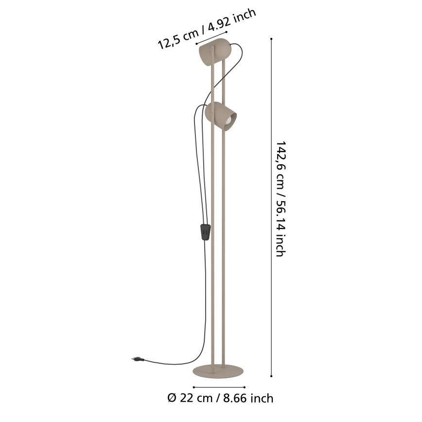 Eglo - Põrandalamp 2xE14/8W/230V beež