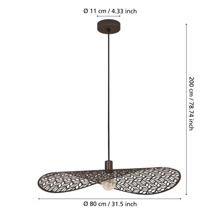 Eglo - Rippvalgusti kaabliga 1xE27/60W/230V Ø 80 cm pronksivärvi