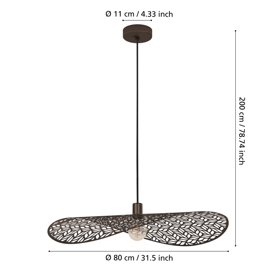 Eglo - Rippvalgusti kaabliga 1xE27/60W/230V Ø 80 cm pronksivärvi