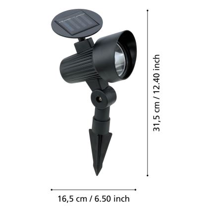 Eglo - komplekt 3x LED päikeselampe anduriga LED/200 mAh IP44 must