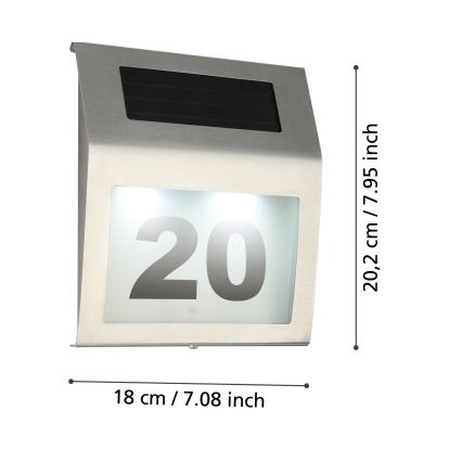 Eglo 48875 - LED Päikesepaneeliga majanumber LED/1,2W/1,2V 300 mAh IP44 matt kroom