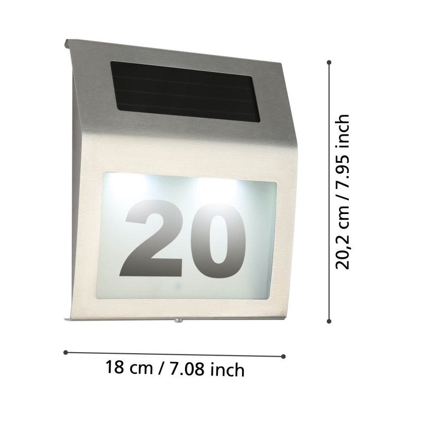 Eglo 48875 - LED Päikesepaneeliga majanumber LED/1,2W/1,2V 300 mAh IP44 matt kroom