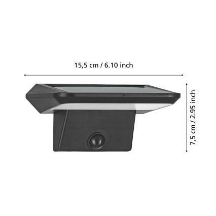 Eglo - LED Päikesepaneeliga seinavalgusti koos anduriga LED/20W/3,7V 2000 mAh IP44