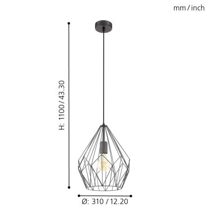 Eglo - lühter 1xE27/60W/230V