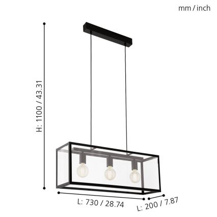 Eglo - Lühter 3xE27/60W/230V