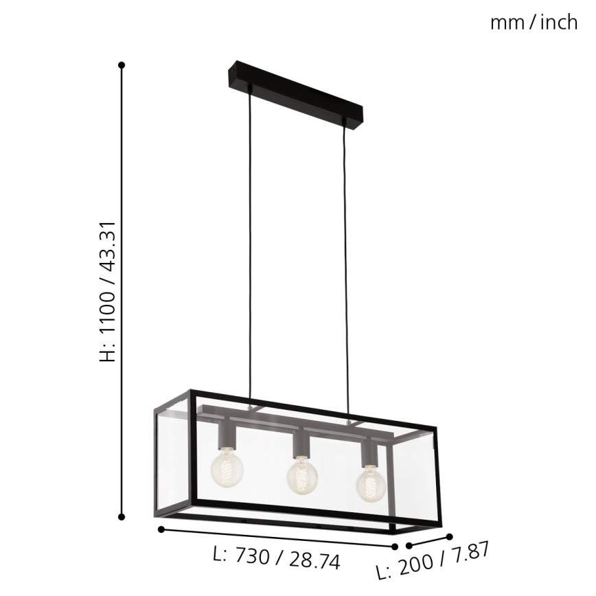 Eglo - Lühter 3xE27/60W/230V