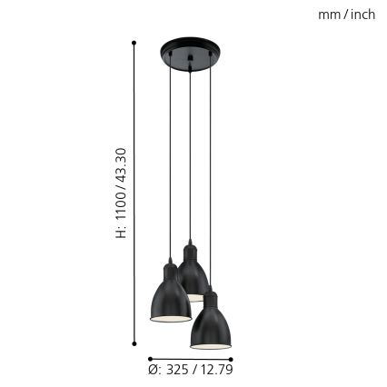 Eglo - Lühter 3xE27/60W/230V