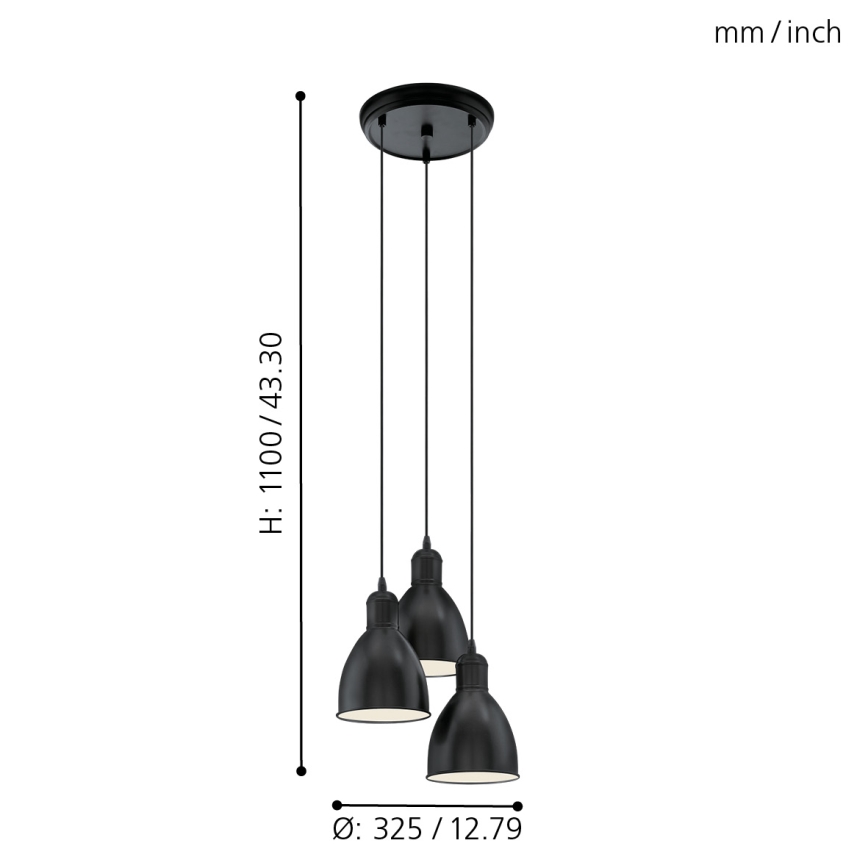 Eglo - Lühter 3xE27/60W/230V
