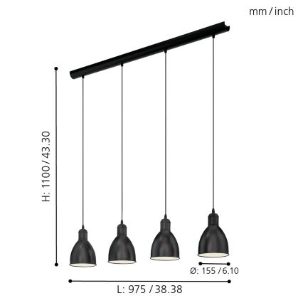 Eglo - Lühter 4xE27/60W/230V