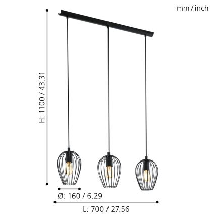 Eglo - Lühter 3xE27/60W/230V