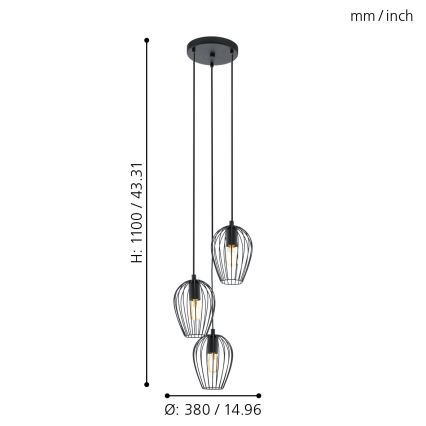 Eglo - lühter 3xE27/60W/230V