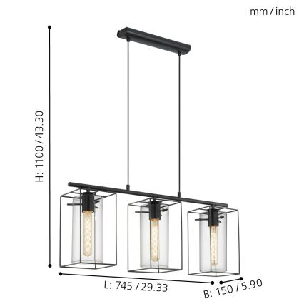 Eglo - Lühter 3xE27/60W/230V