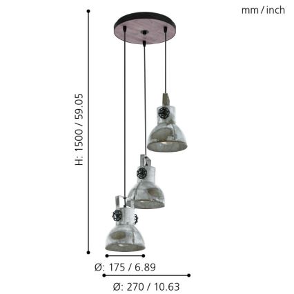 Eglo - Lühter 3xE27/40W/230V