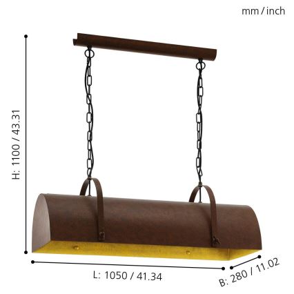 Eglo 49702 - ketiga ripp-lühter DEERHURST 3×E27/60W/230V