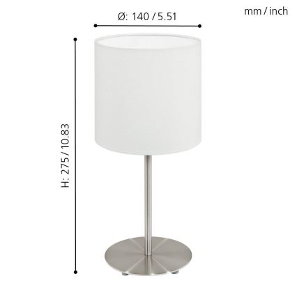 Eglo 54744 - Laualamp ANADIA 1xE14/40W/230V valge/matt kroom