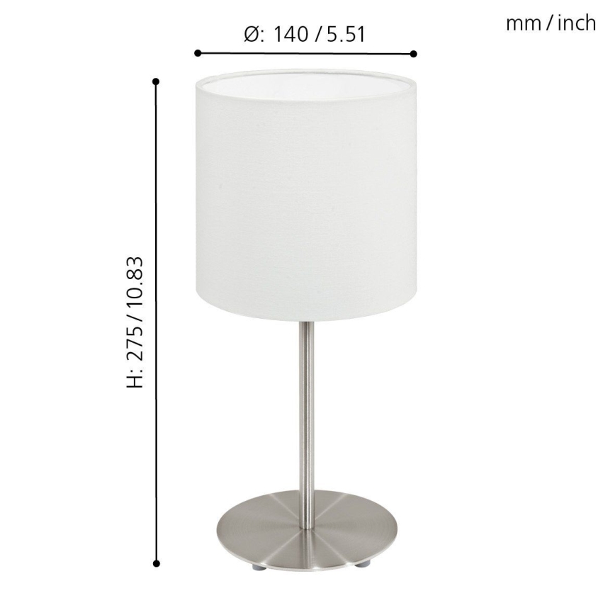 Eglo 54744 - Laualamp ANADIA 1xE14/40W/230V valge/matt kroom