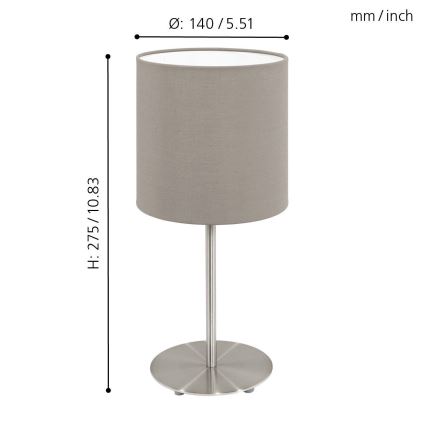 Eglo 54745 - Laualamp ANADIA 1xE14/40W/230V taupe/matt kroom