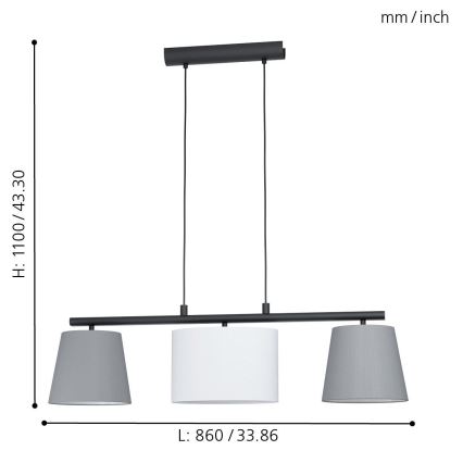 Eglo 55207 - LED rippvalgusti kaablil ALMEIDA 3xE14/25W/230V hall