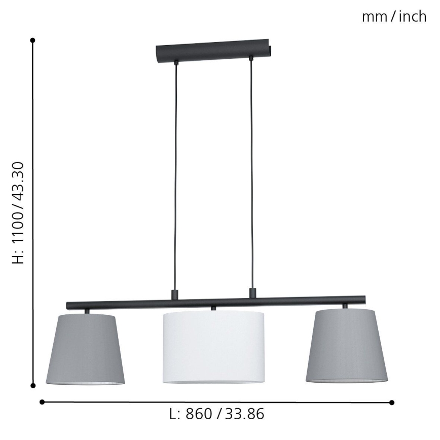 Eglo 55207 - LED rippvalgusti kaablil ALMEIDA 3xE14/25W/230V hall
