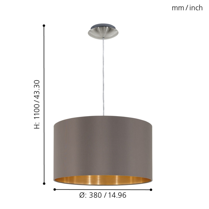 Eglo 55269 - Lühter MASERLO 1xE27/60W/230V pruun