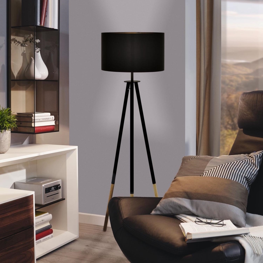 Eglo 55291 - Põrandalamp BIDFORD 1xE27/60W/230V must/pruun