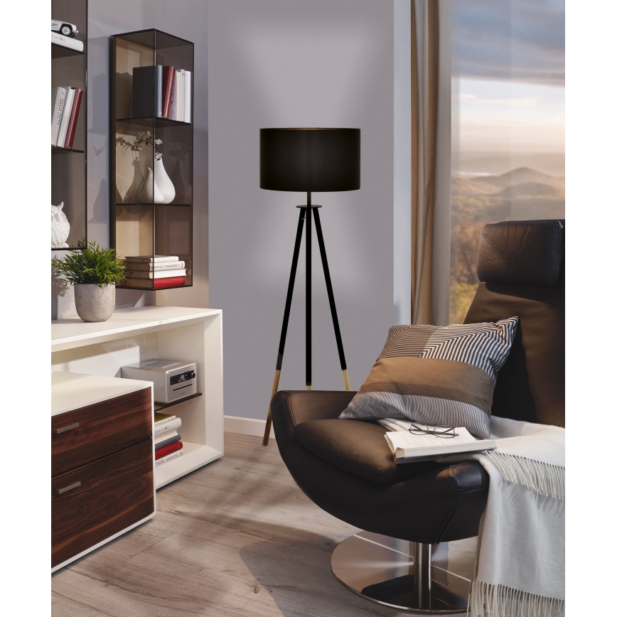 Eglo 55291 - Põrandalamp BIDFORD 1xE27/60W/230V must/pruun