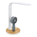 Eglo 55399 - LED hämardatav laetav laualamp ventilaatoriga LED/6,2W/5V 3000/4000/5000K 2000 mAh valge/pruun