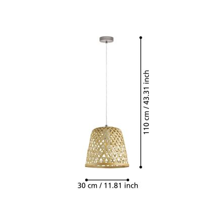 Eglo 55696 - Ripplamp kaabliga KIRKCOLM 1xE27/60W/230V beež