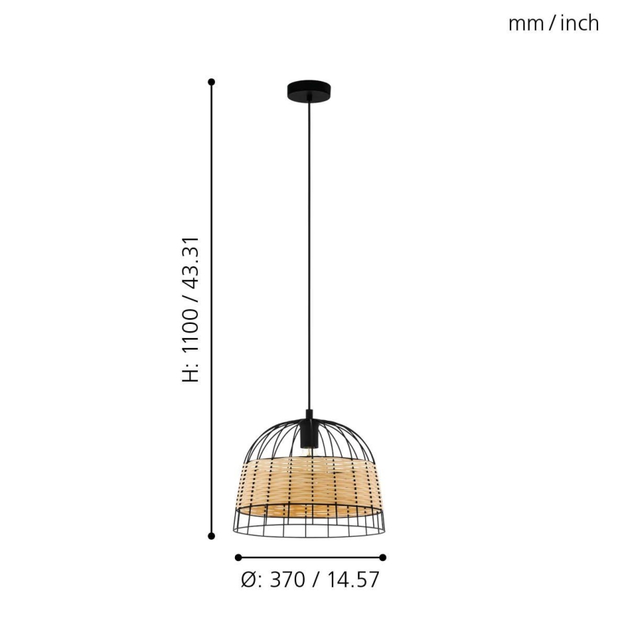 Eglo 55709 - Lühter ANWICK 1xE27/40W/230V rotang