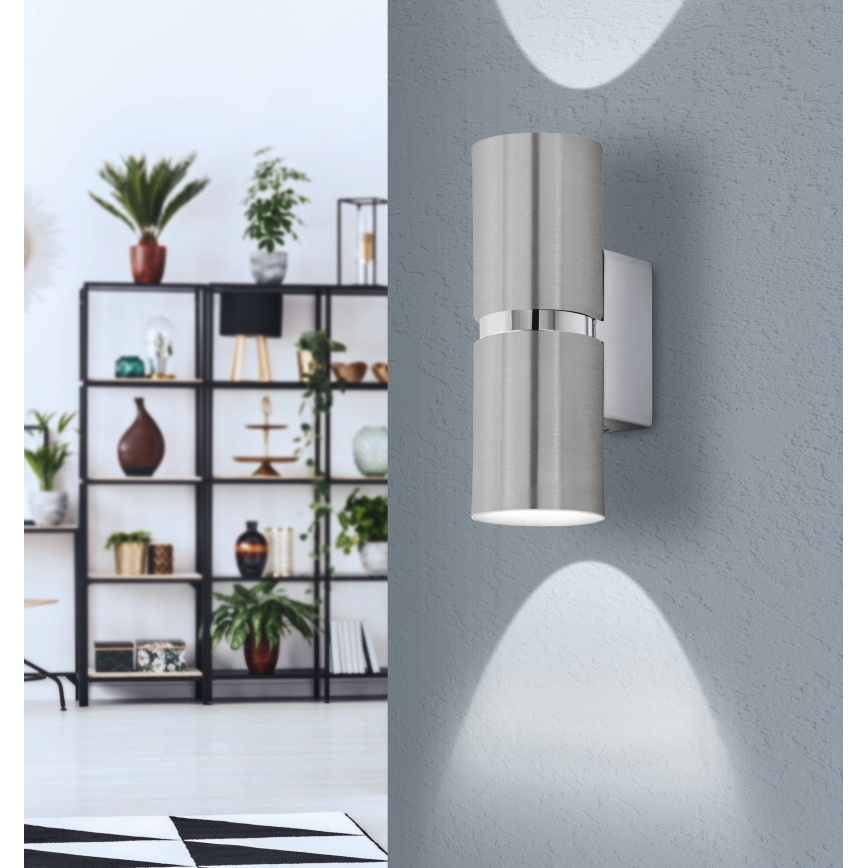 Eglo 64794 - LED Seinavalgusti PASSA PRO 2xGU10/3,3W/230V 3000K matt kroom