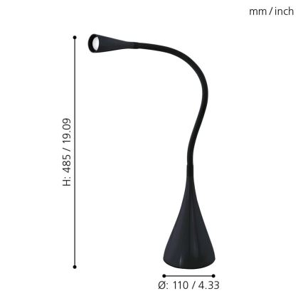 Eglo 64975 - LED Hämardatav paindlik laualamp SNAPORA PRO LED/3,5W/230V 3000K must