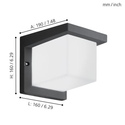 Eglo 65046 - LED Väli seinavalgusti DESELLA PRO LED/10W/230V IP54 antratsiit