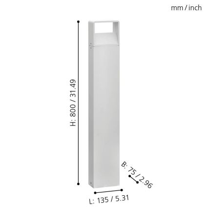 Eglo 65085 - LED Välivalgusti DONINNI PRO LED/5W/230V 3000K 80 cm IP44 valge