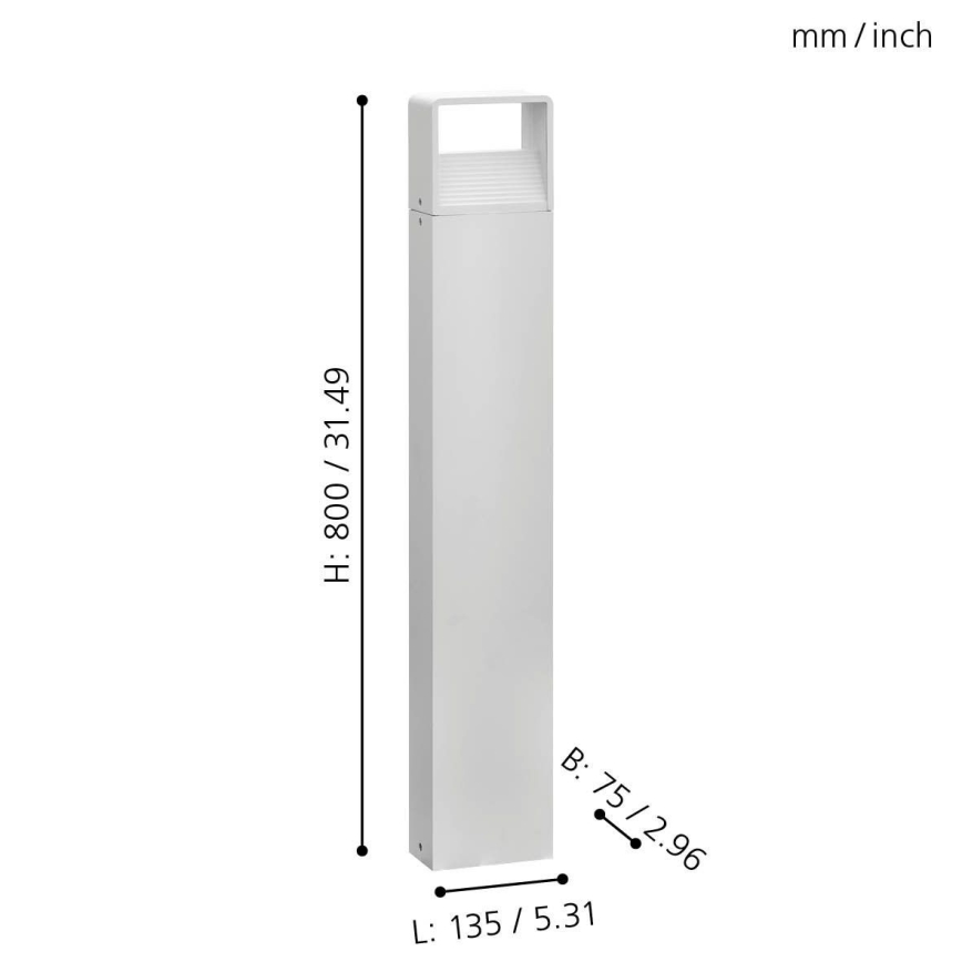 Eglo 65085 - LED Välivalgusti DONINNI PRO LED/5W/230V 3000K 80 cm IP44 valge