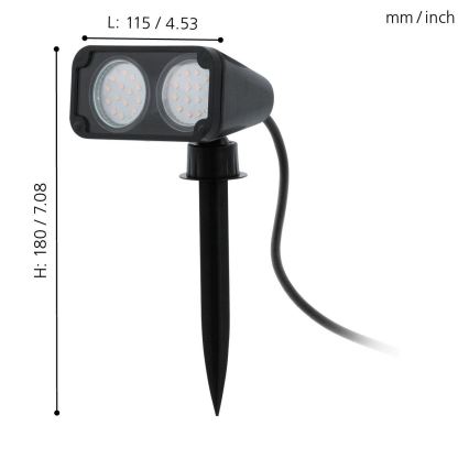 Eglo 75315 - LED Välivalgusti NEMA 2xGU10/2,8W/230V 3000K IP44